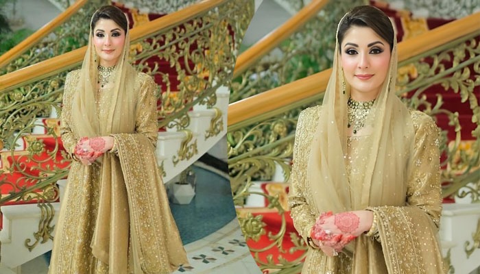 Maryam Nawaz Steals The Spotlight in Golden Outfit at Zaid Hussain Wedding!